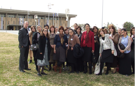 Ultra-orthodox women in front of the Knesset