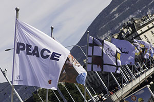 Flags in Geneva on Peace Day